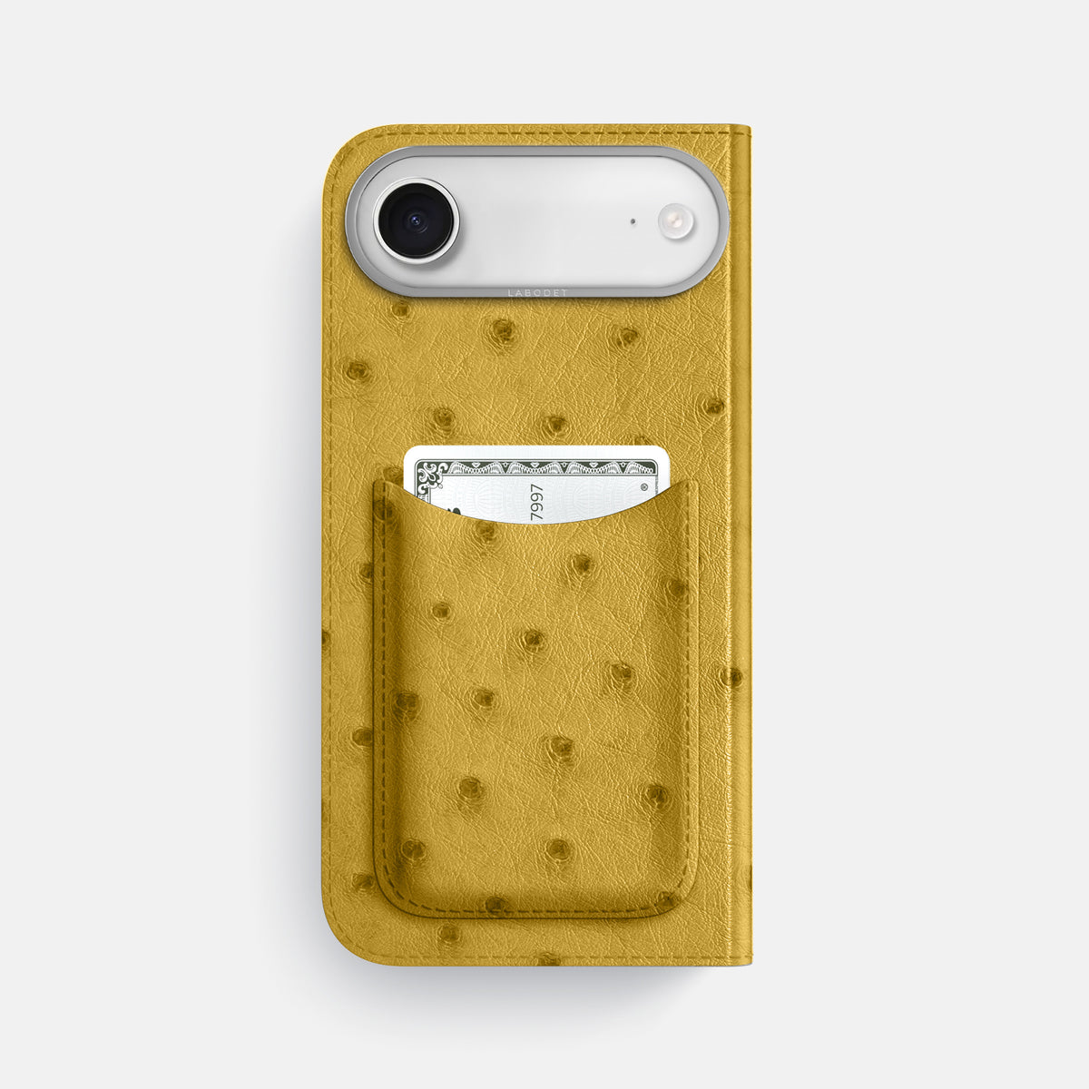 Folio Case with Card For iPhone 17 Air In Ostrich -3 | Gold-Steel