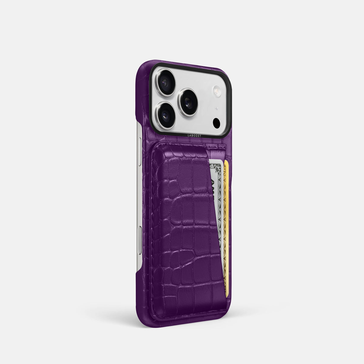 Double Card Case For iPhone 18 Pro In Alligator -2 | Purple-Black