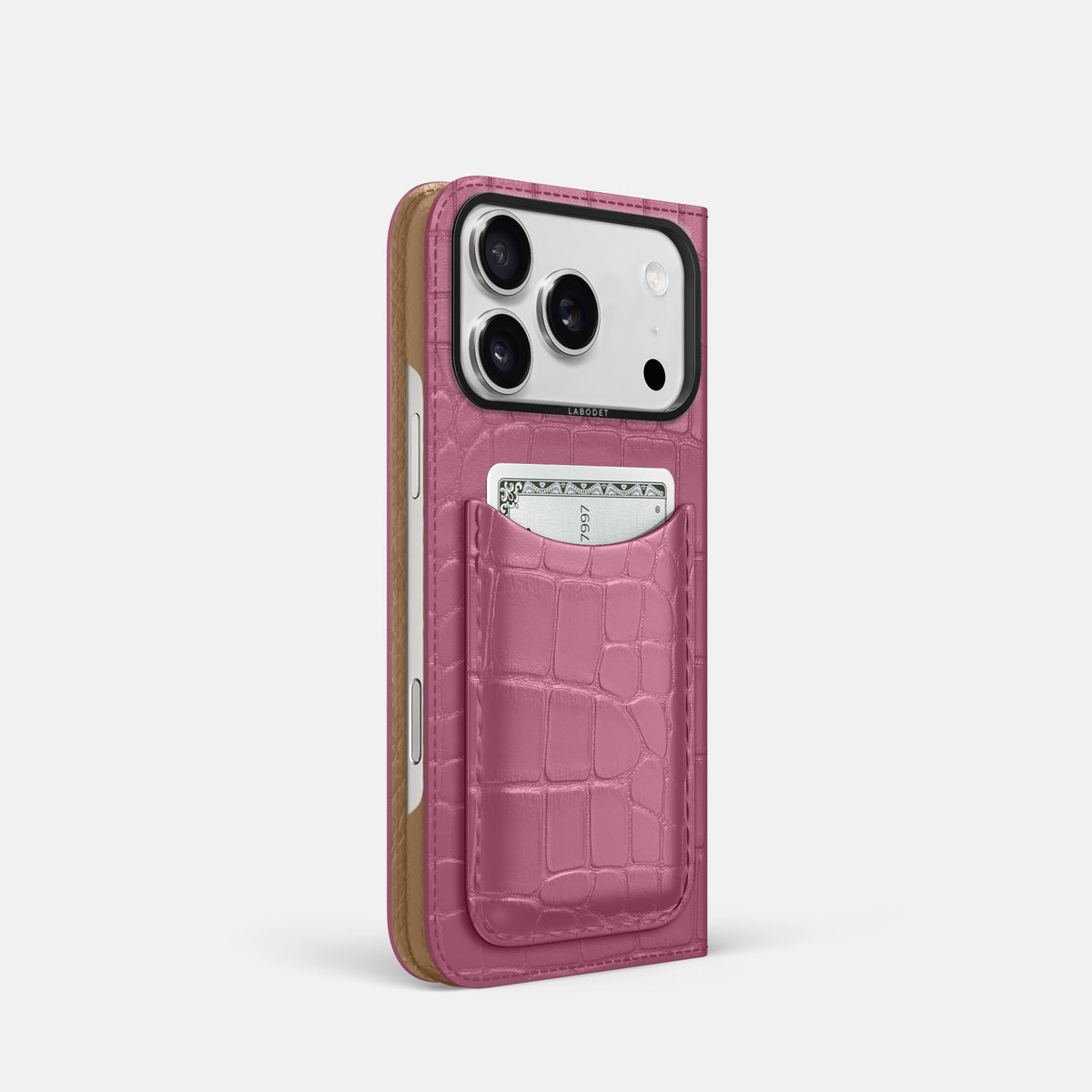 Folio Case with Card For iPhone 17 Pro In Alligator -1 | Pink-Lagoon-Black