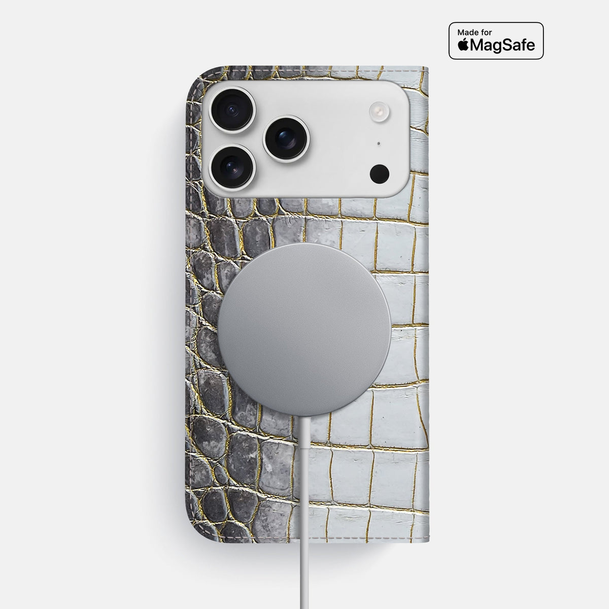 Folio Slim Case For iPhone 18 Pro Max In Himalayan Crocodile -3 | Gold