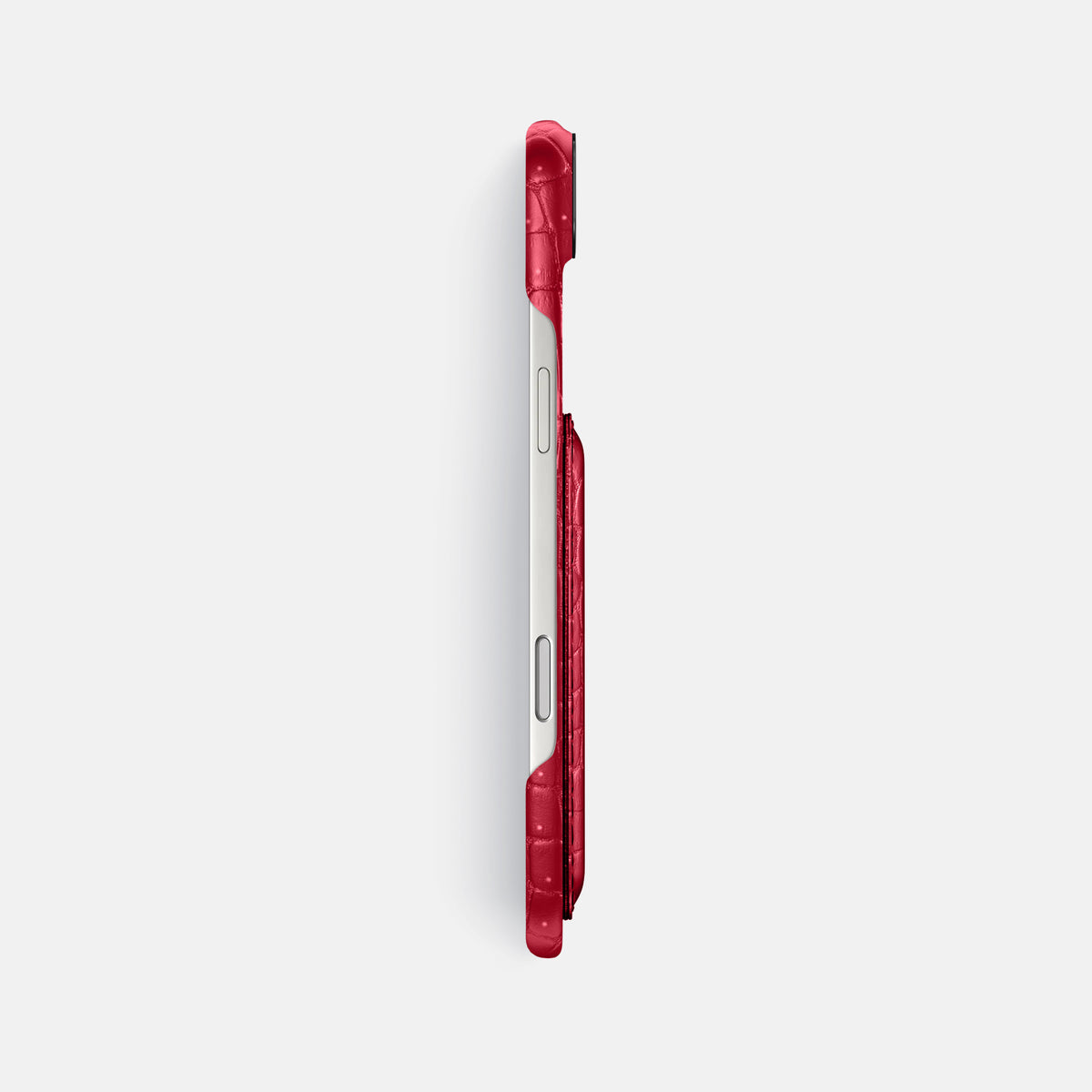 Double Card Case For iPhone 17 Air In Porosus Crocodile -3 | Burgundy-Black