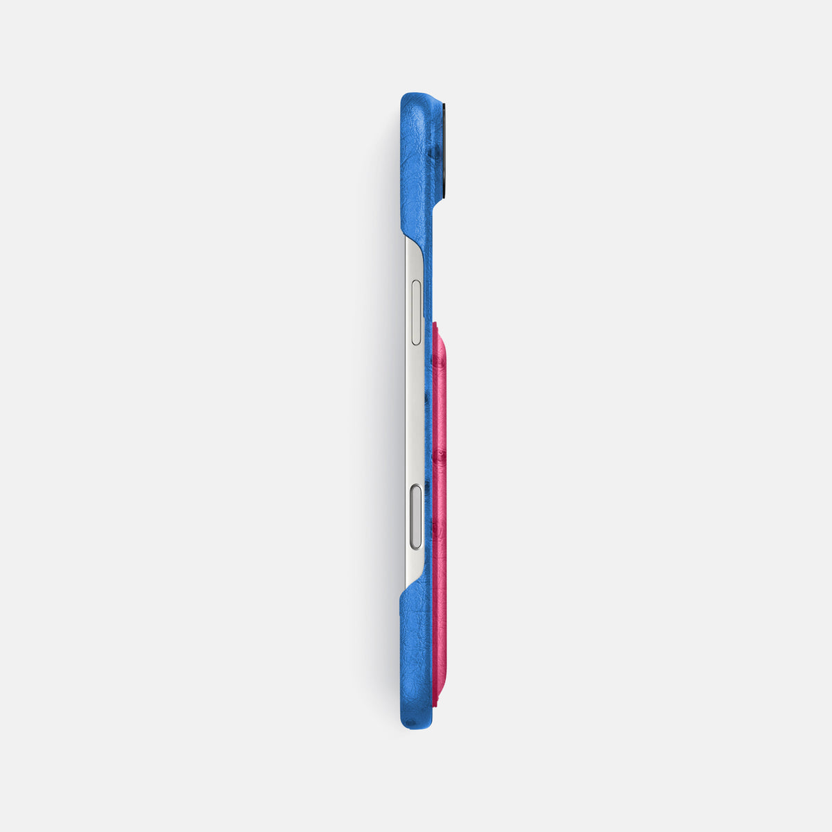 Double Card Case Coloré For iPhone 17 Air In Ostrich -3 | Royal-Blue-Black