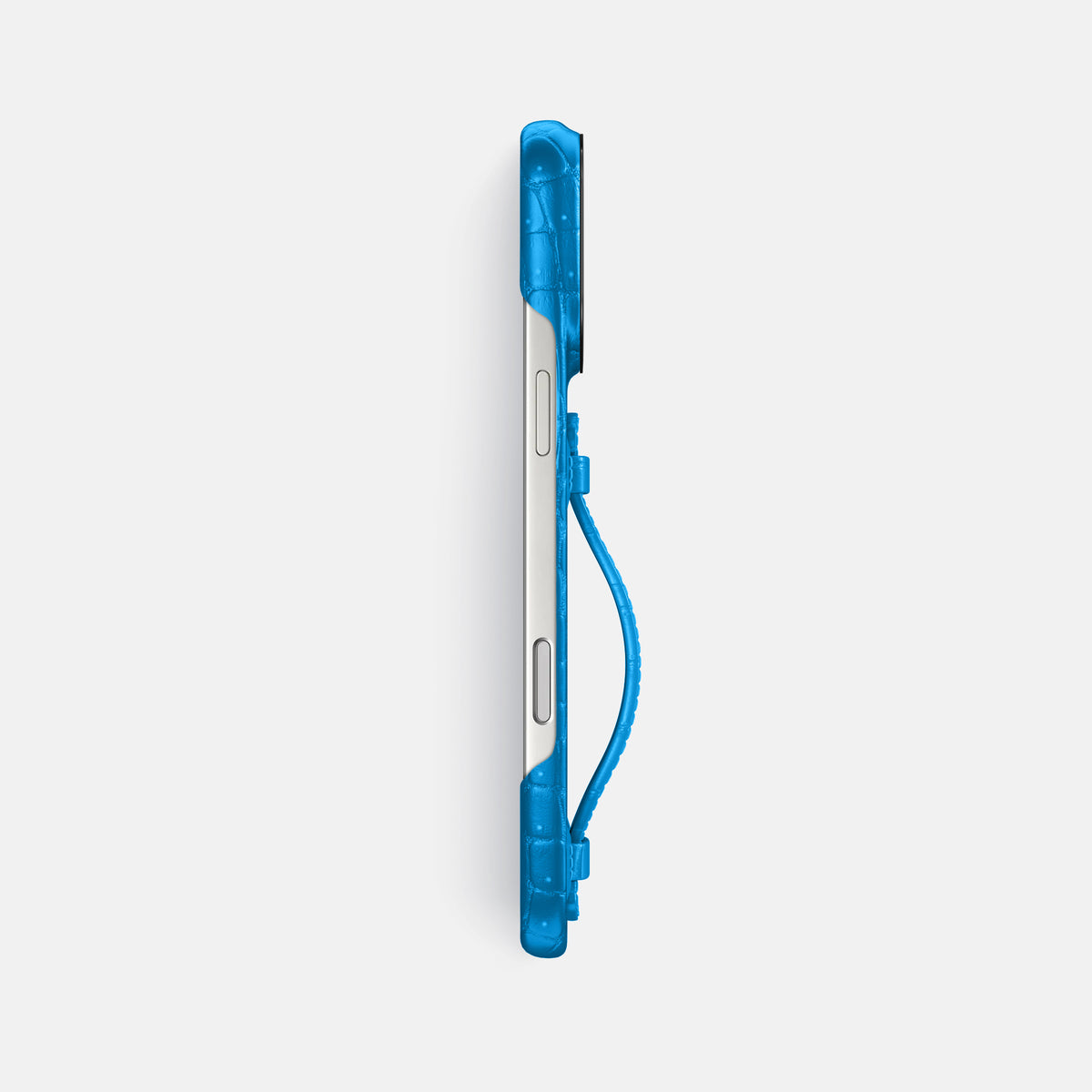 Center Handle For iPhone 17 Pro Max In Porosus Crocodile -2 | Blue-Lagoon-Black