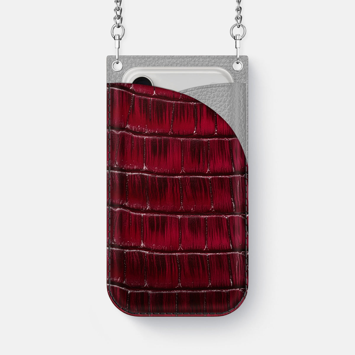 Crossbody Bag For iPhone 18 Pro Max In Patina Alligator -1 | Havana-Burgundy-Steel