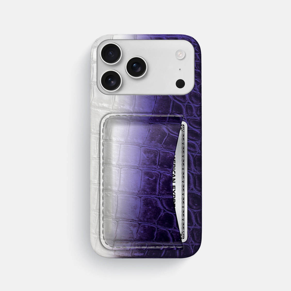 Slim Card Case For iPhone 17 Pro Max In Himalayan Crocodile -1 | Purple