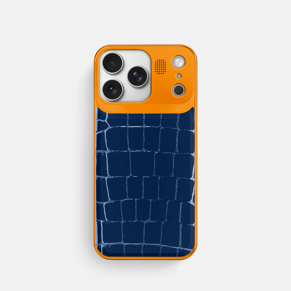 Metal Case For iPhone 17 Pro In Shiny Alligator -1 | Mediterranean-Orange