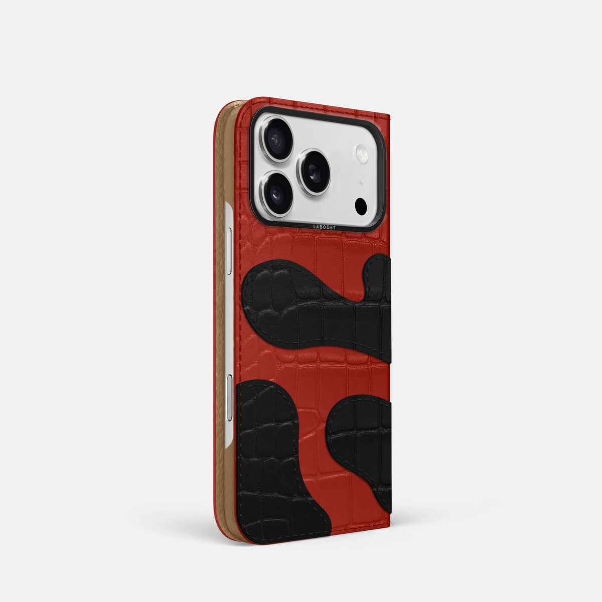 Camouflage Folio For iPhone 18 Pro In Alligator -1 | Red-Black