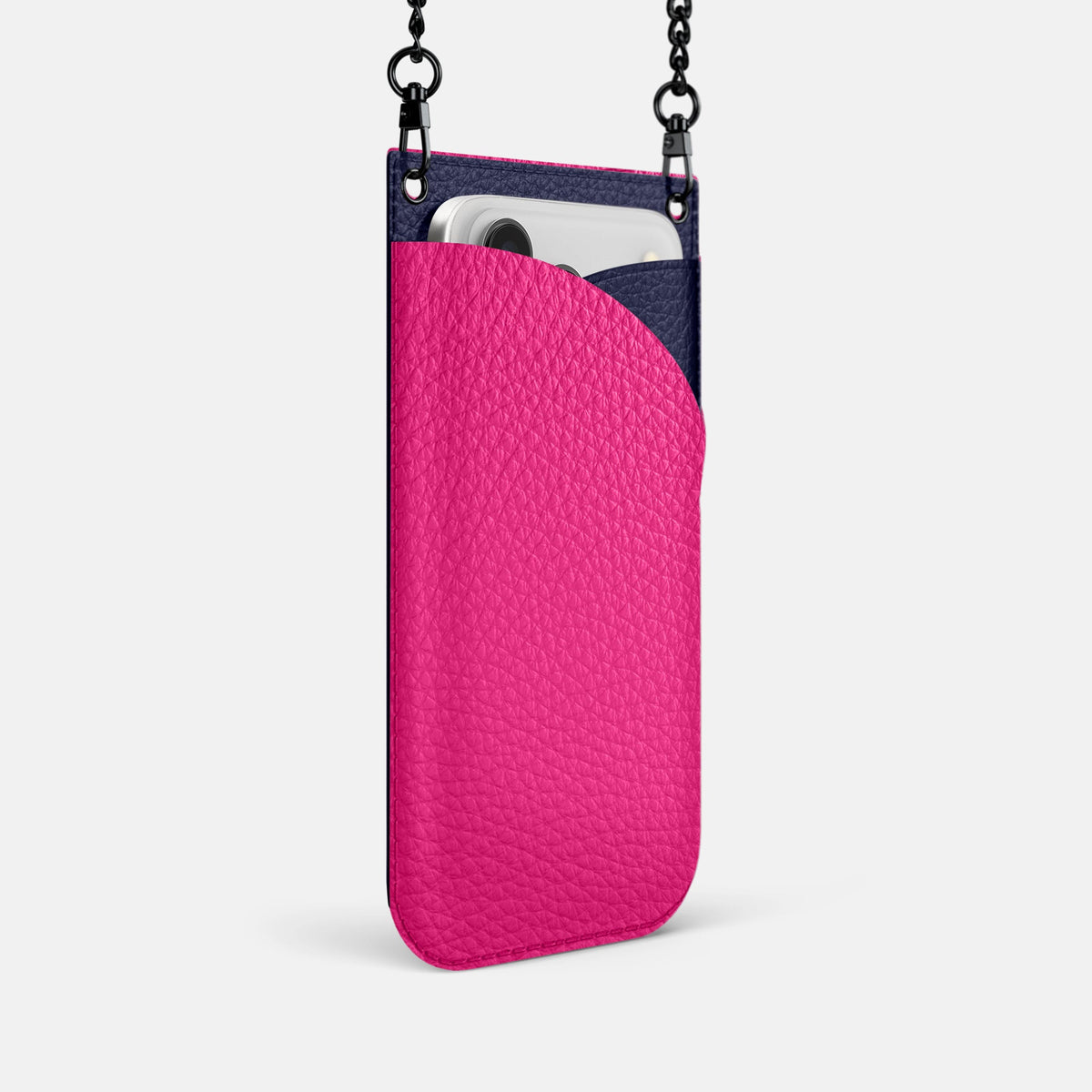 Crossbody Bag For iPhone 18 Pro In Calf -2 | Magenta-Black