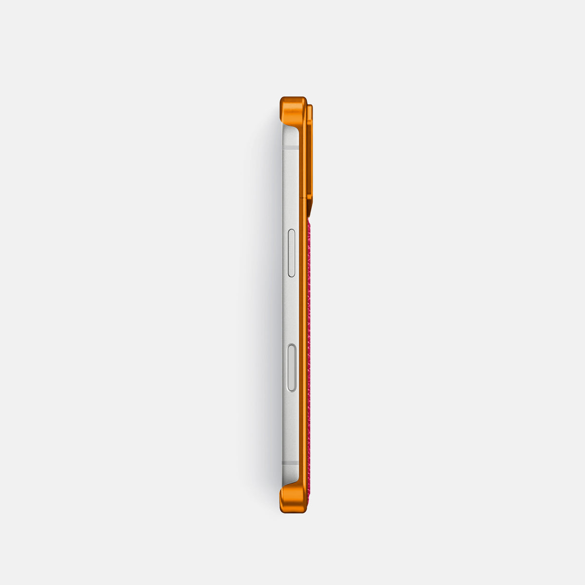 Metal Case For iPhone 17 Pro In Epsom-Style Calf -3 | Fuchsia-Orange