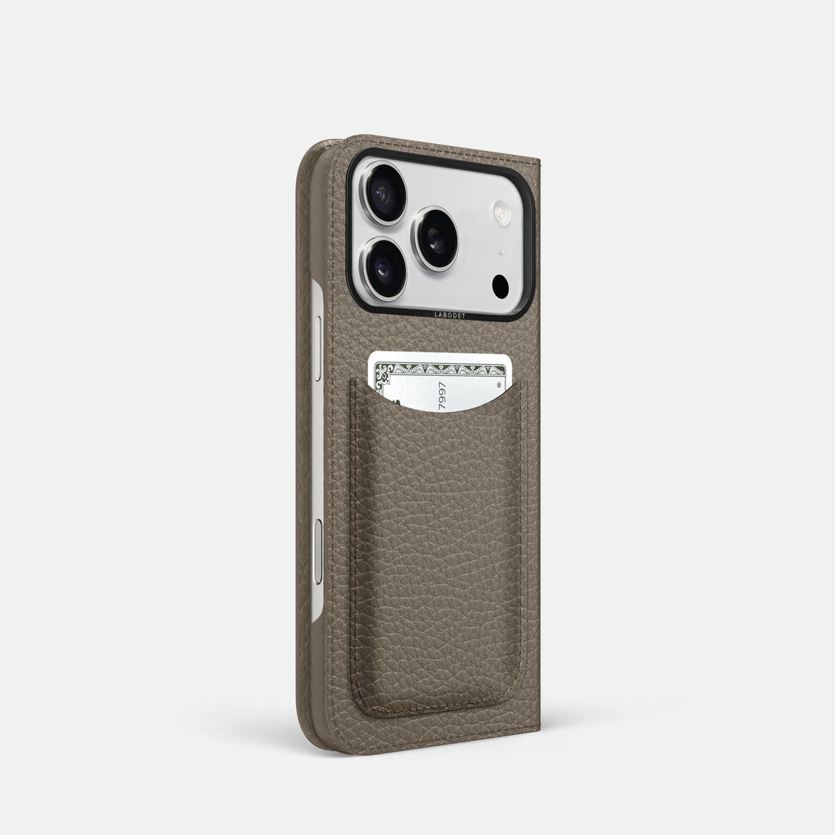 Folio Case with Card For iPhone 18 Pro In Calf -1 | Taupe-Black