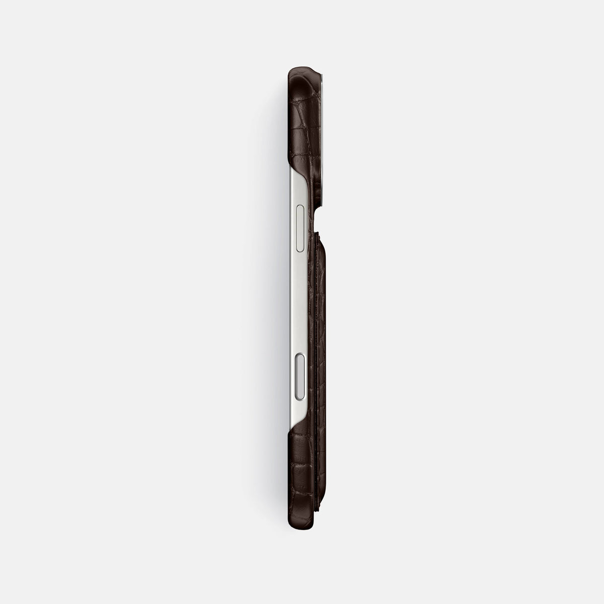 Double Card Case For iPhone 18 Pro Max In Alligator -3 | Dark-Brown-Steel