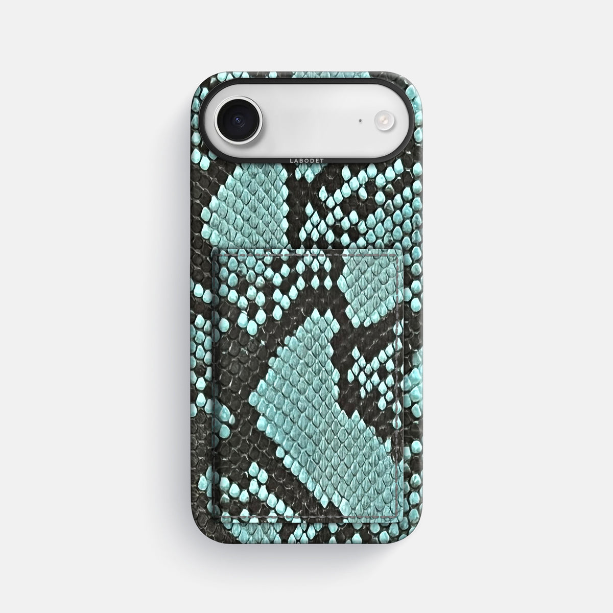 Bi-Fold Case For iPhone 17 Air In Deluxe Python -1 | Blue-Lagoon-Black