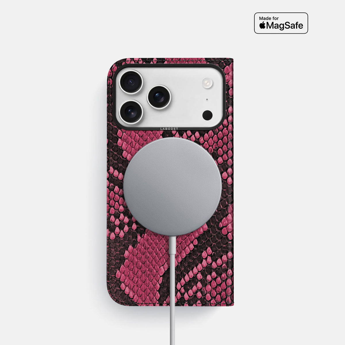 Folio Case For iPhone 18 Pro In Deluxe Python -3 | Burgundy-Black