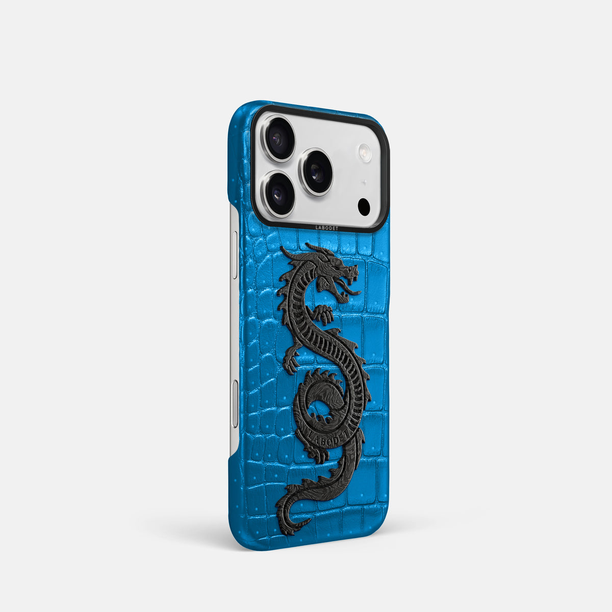 Classic Case With Carbon Dragon For iPhone 17 Pro In Porosus Crocodile -2 | Blue-Lagoon-Black