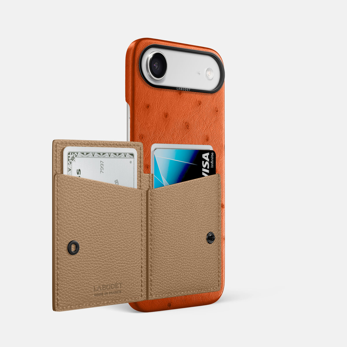 Bi-Fold Case For iPhone 17 Air In Ostrich -2 | Orange-Black