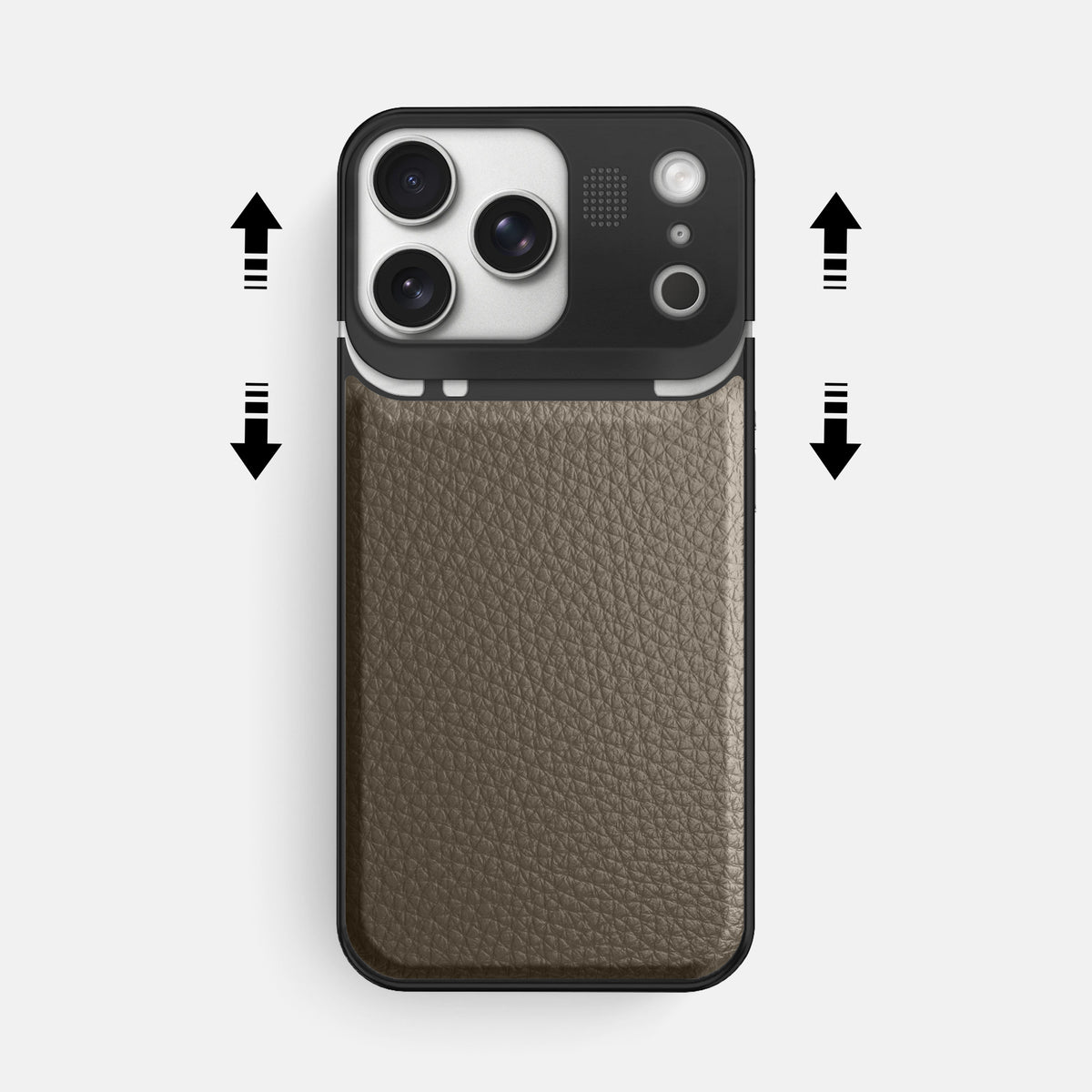 Metal Case For iPhone 17 Pro Max In Calf -2 | Taupe-Black