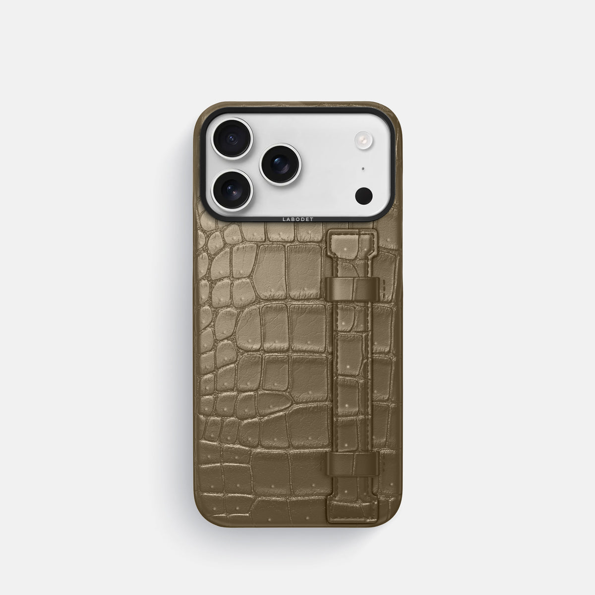 Handle Case For iPhone 17 Pro In Porosus Crocodile -1 | Kaki-Green-Black