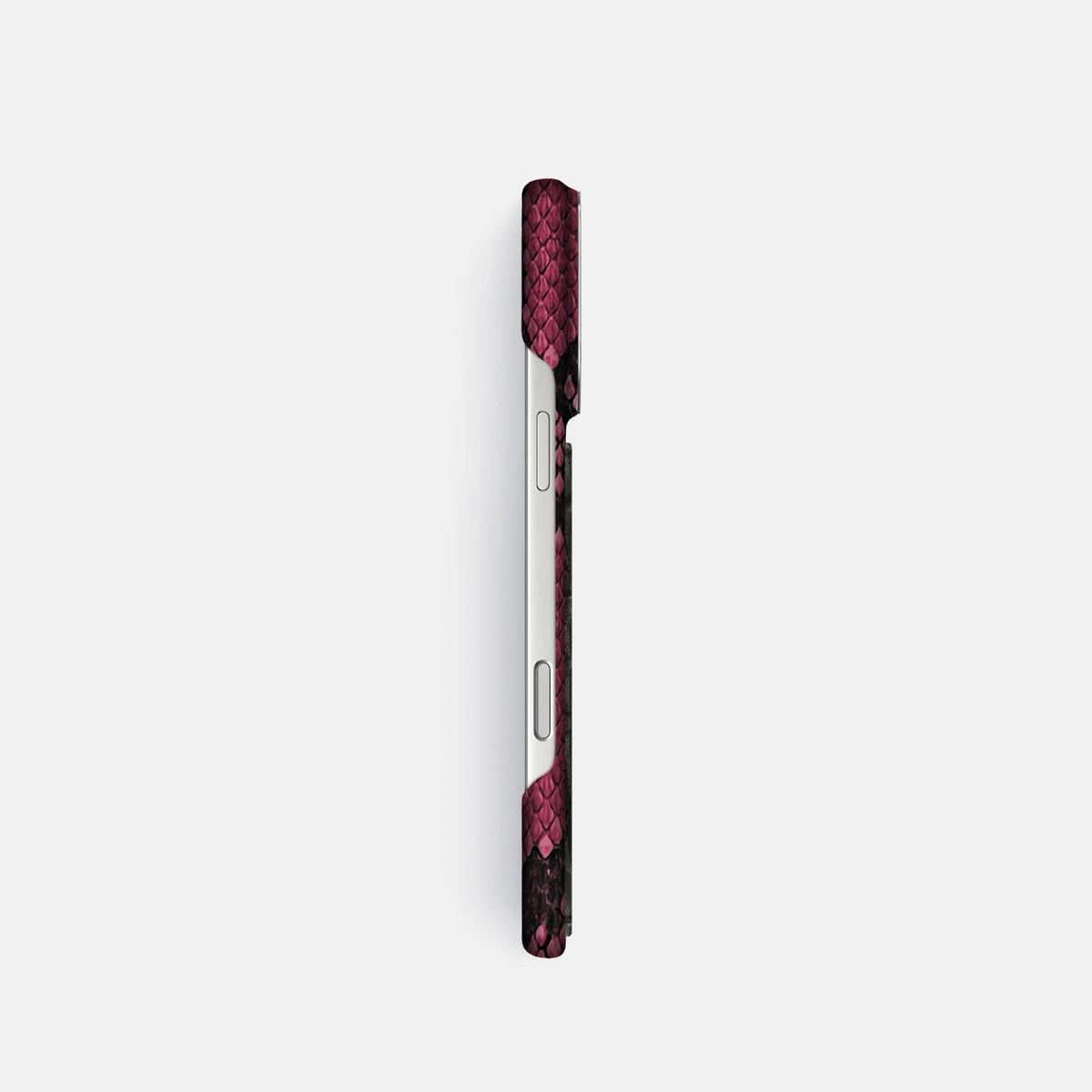 Classic Case With Carbon Dragon For iPhone 18 Pro In Deluxe Python -3 | Burgundy-Steel