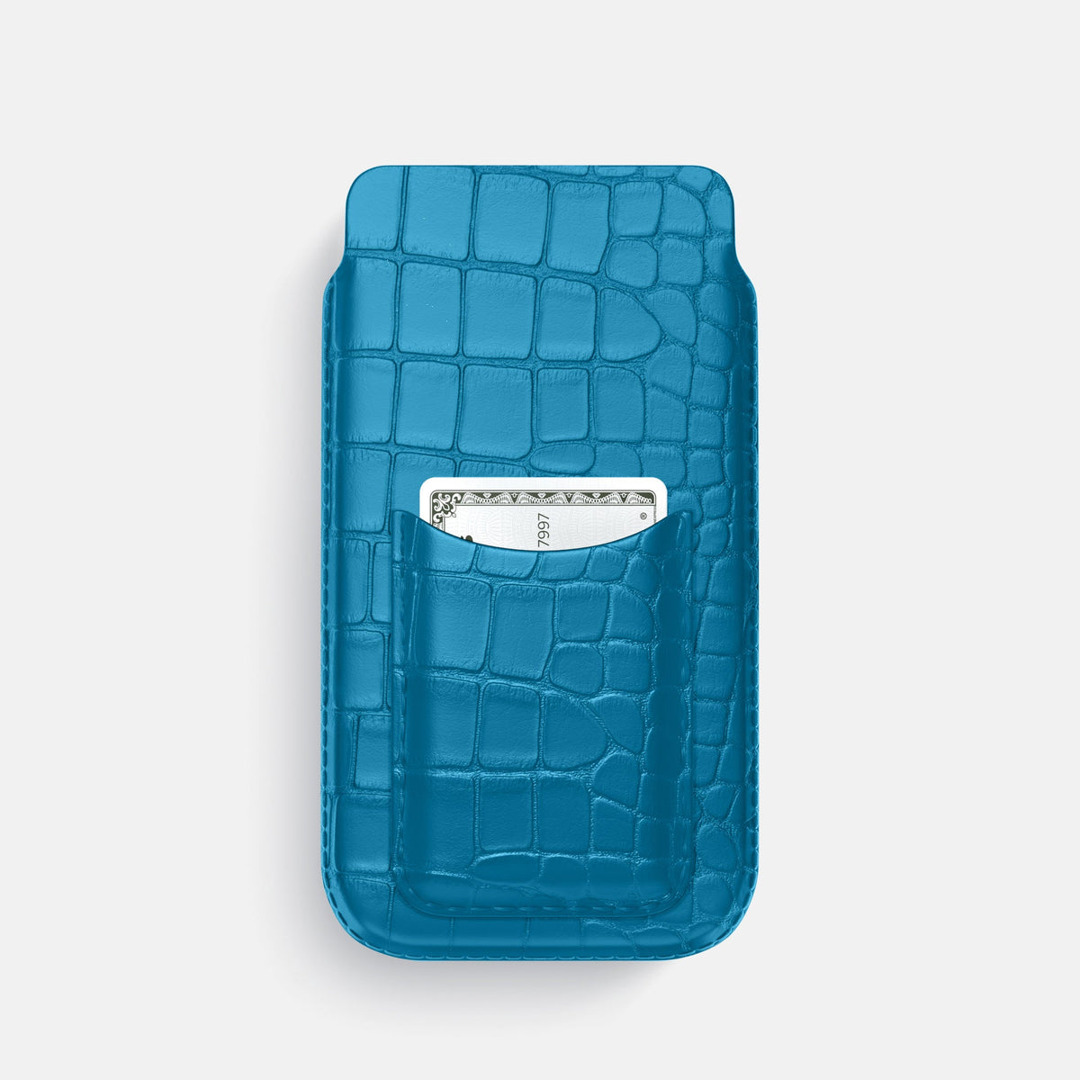 Pouch Card Case For iPhone 18 Pro In Alligator -1 | Curaçao-Blue