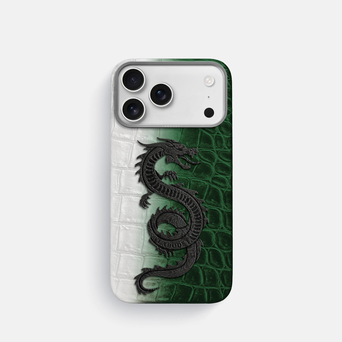 Classic Case With Carbon Dragon For iPhone 17 Pro In Himalayan Crocodile -1 | Green-Steel