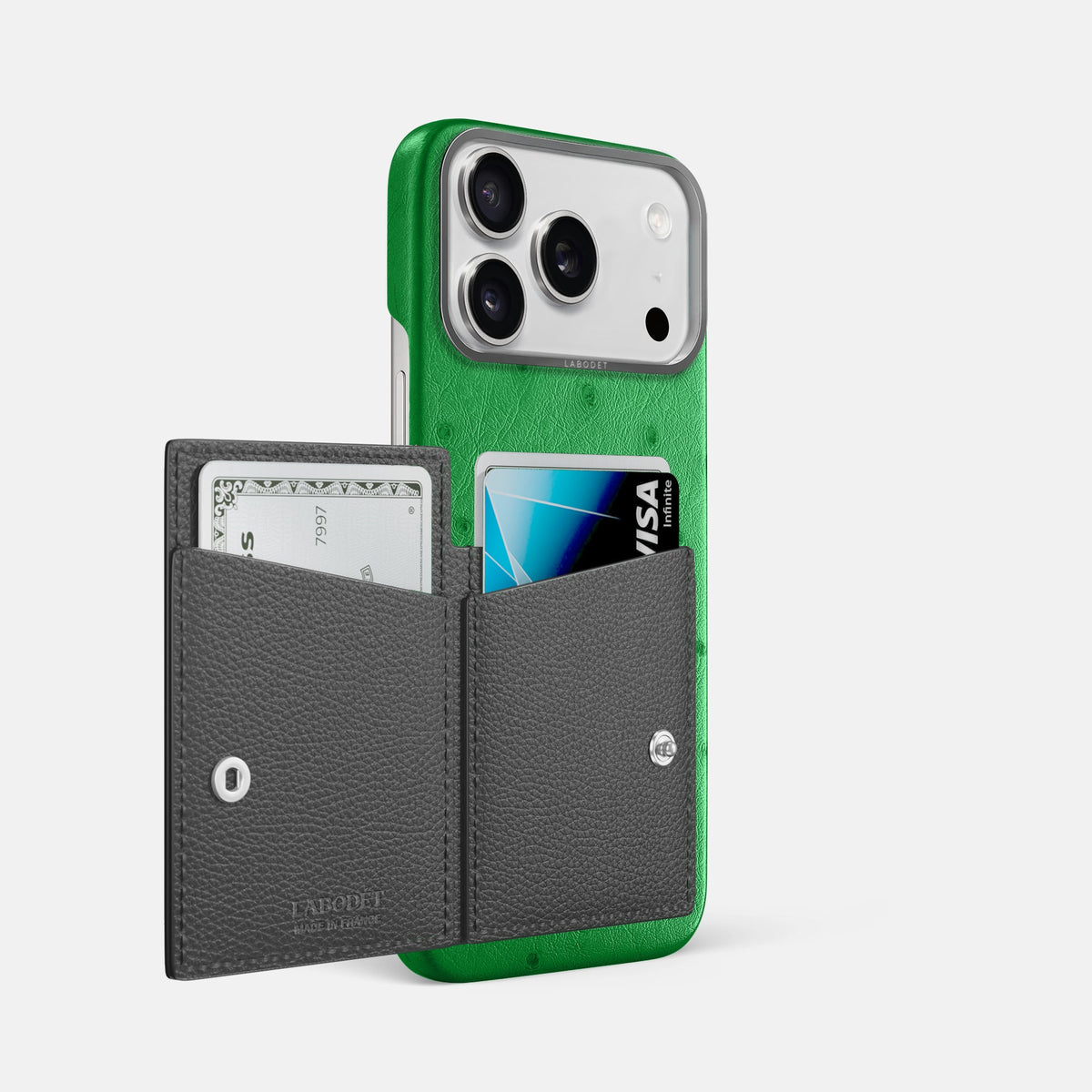 Bi-Fold Case For iPhone 18 Pro Max In Ostrich -2 | Kentucky-Green-Steel