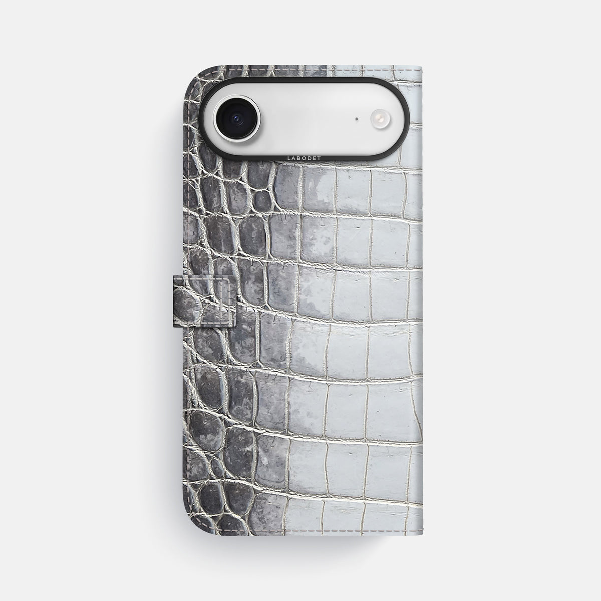 Folio Case with Clasp For iPhone 17 Air In Himalayan Crocodile -3 | Silver-Black