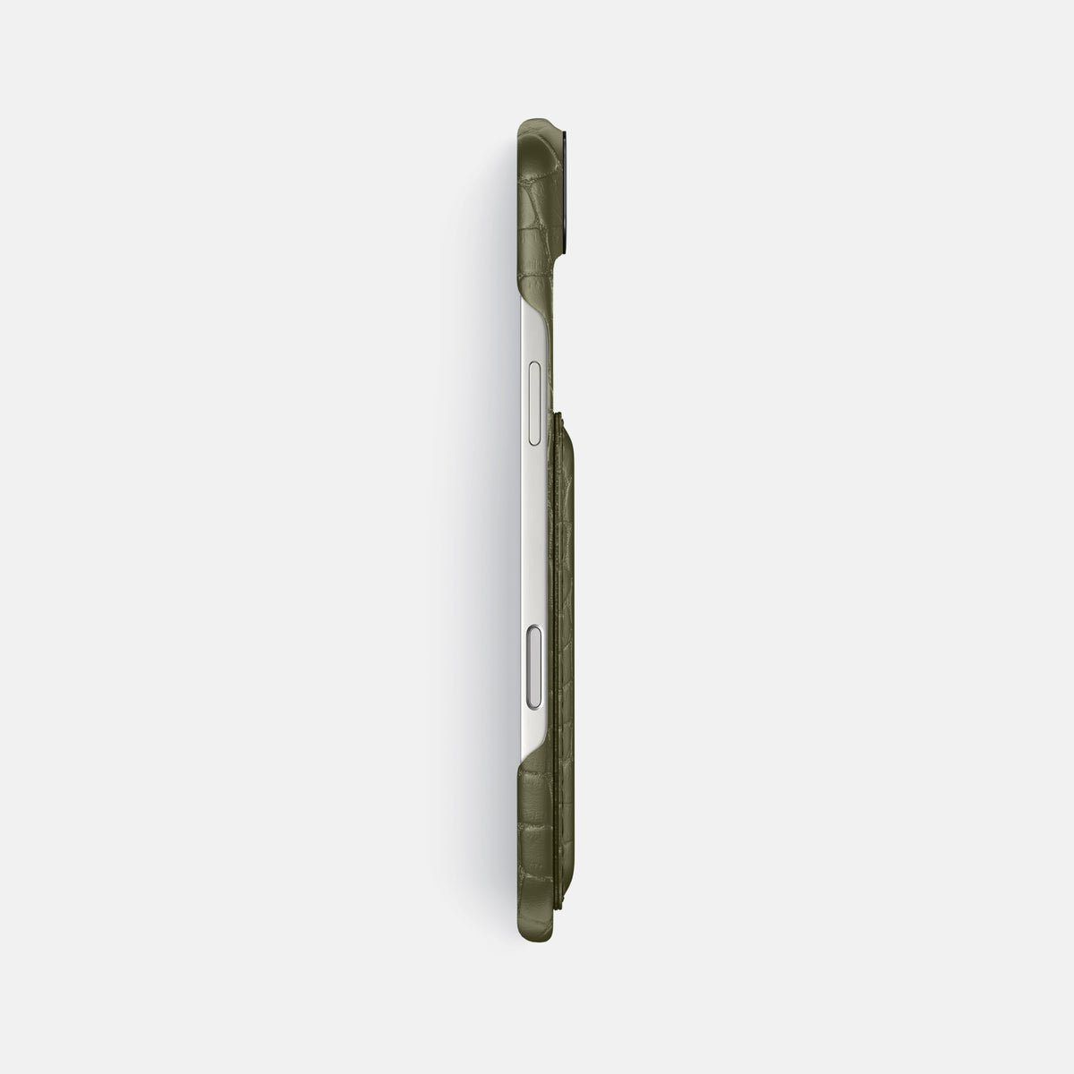 Double Card Case For iPhone 17 Air In Alligator -3 | Kaki-Green-Black