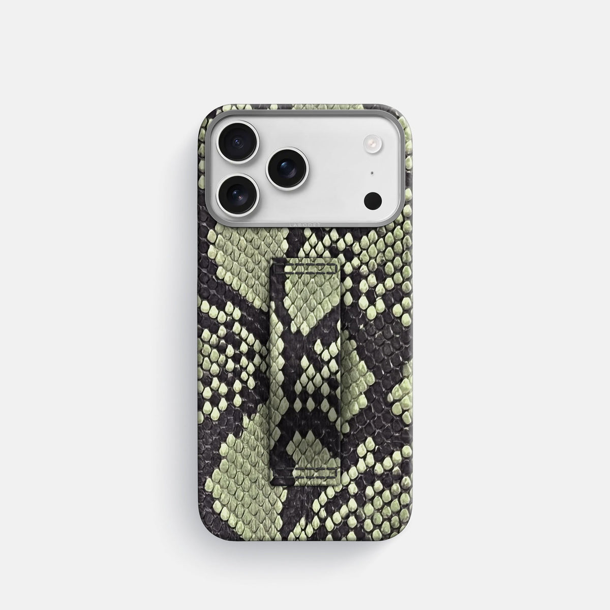 Finger Case For iPhone 18 Pro In Deluxe Python -1 | Army-Green-Steel