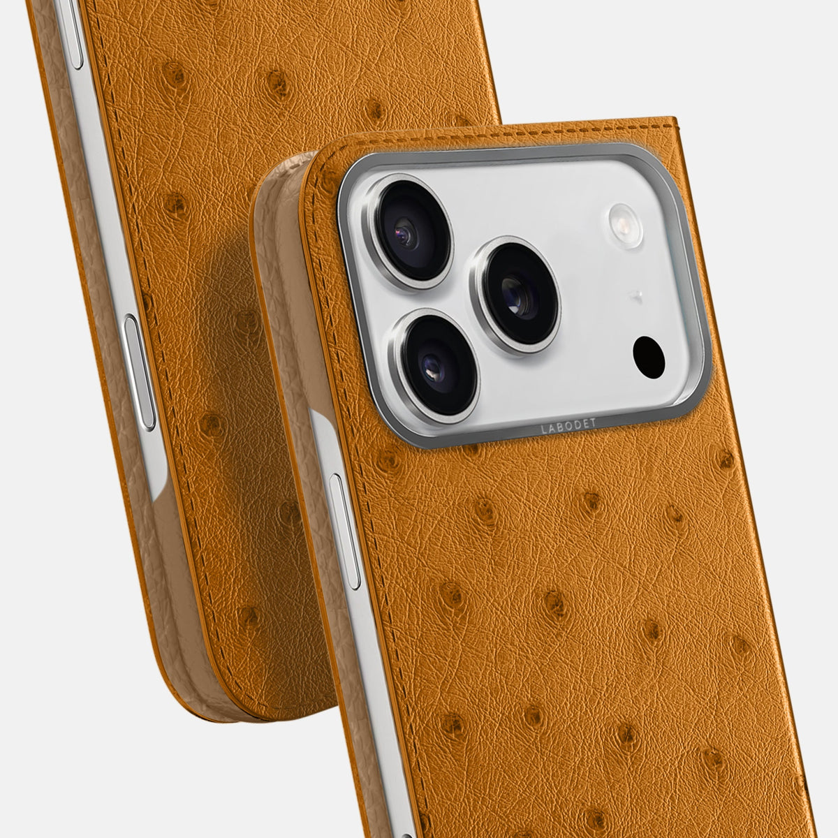 Folio Case For iPhone 18 Pro In Ostrich -5 | Chestnut-Steel