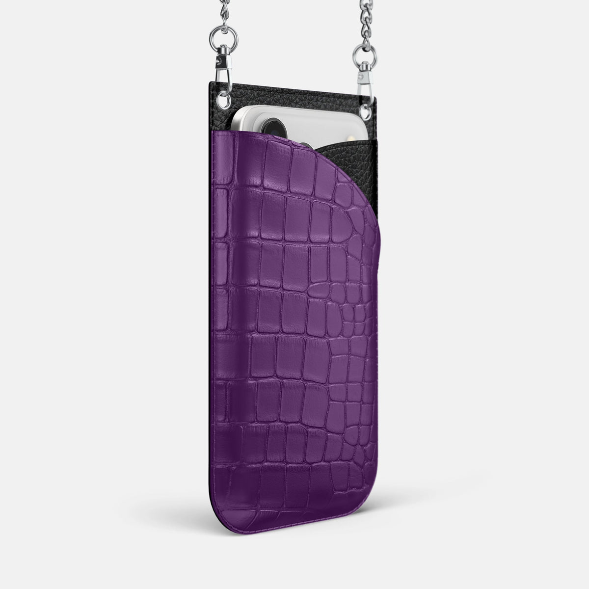 Crossbody Bag For iPhone 18 Pro Max In Alligator -2 | Purple-Steel