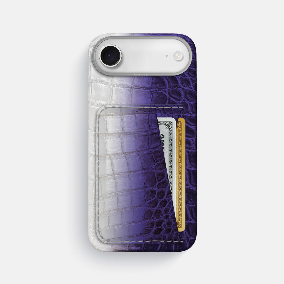 Double Card Case For iPhone 17 Air In Himalayan Crocodile -1 | Purple-Steel