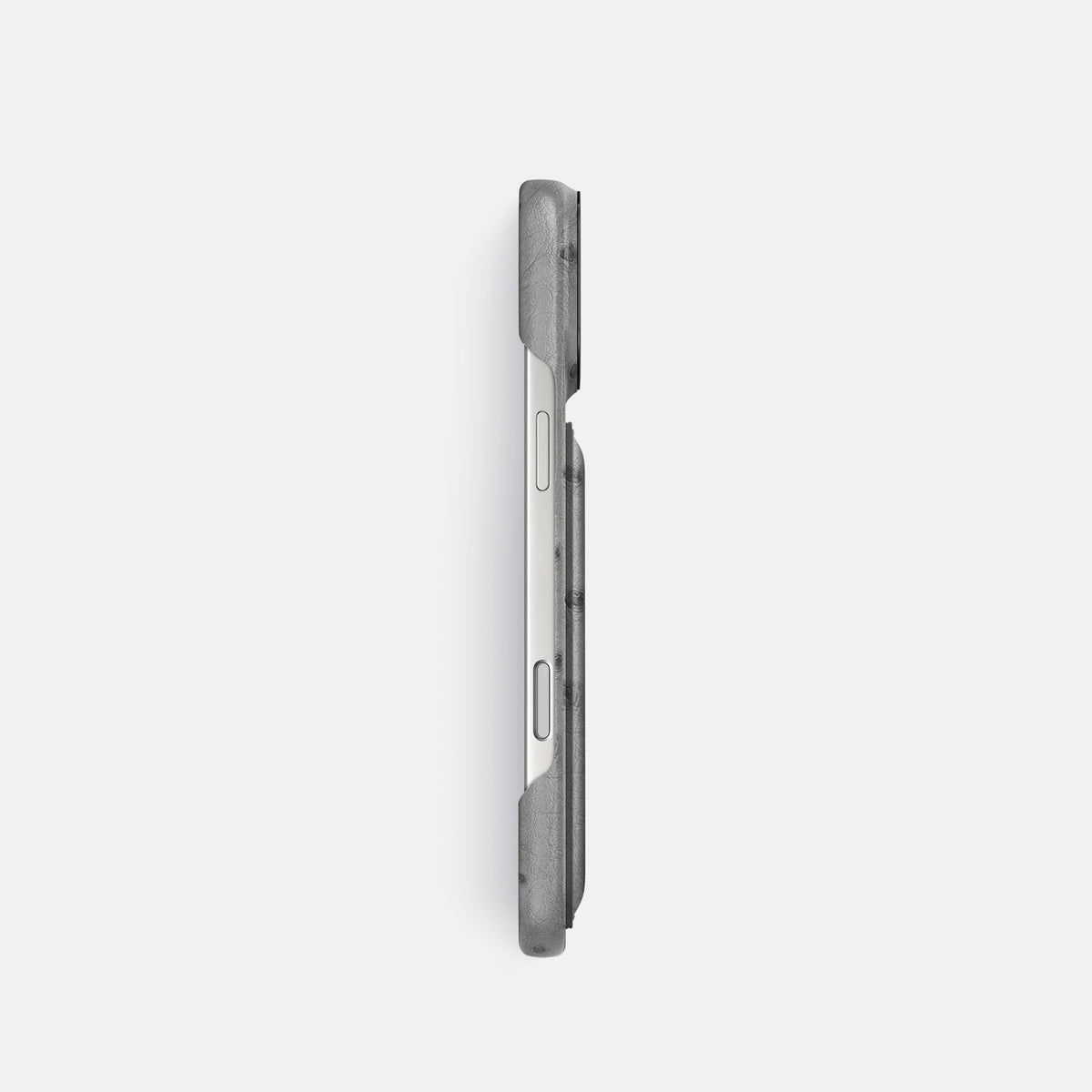 Double Card Case For iPhone 17 Pro In Ostrich -3 | Silver-Black