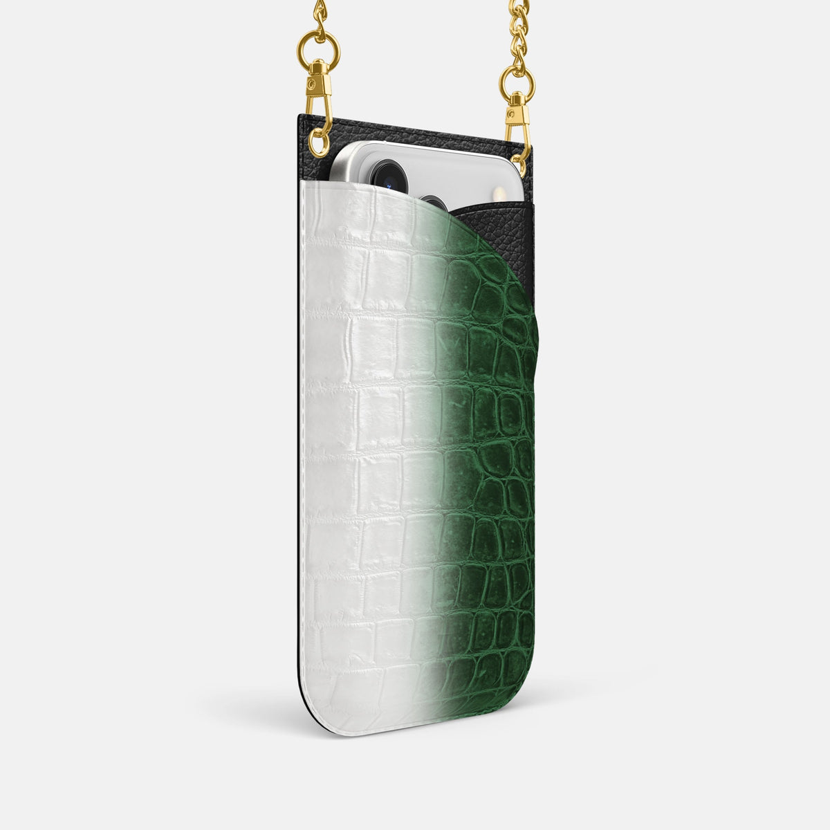 Crossbody Bag For iPhone 18 Pro In Himalayan Crocodile -2 | Green-Gold