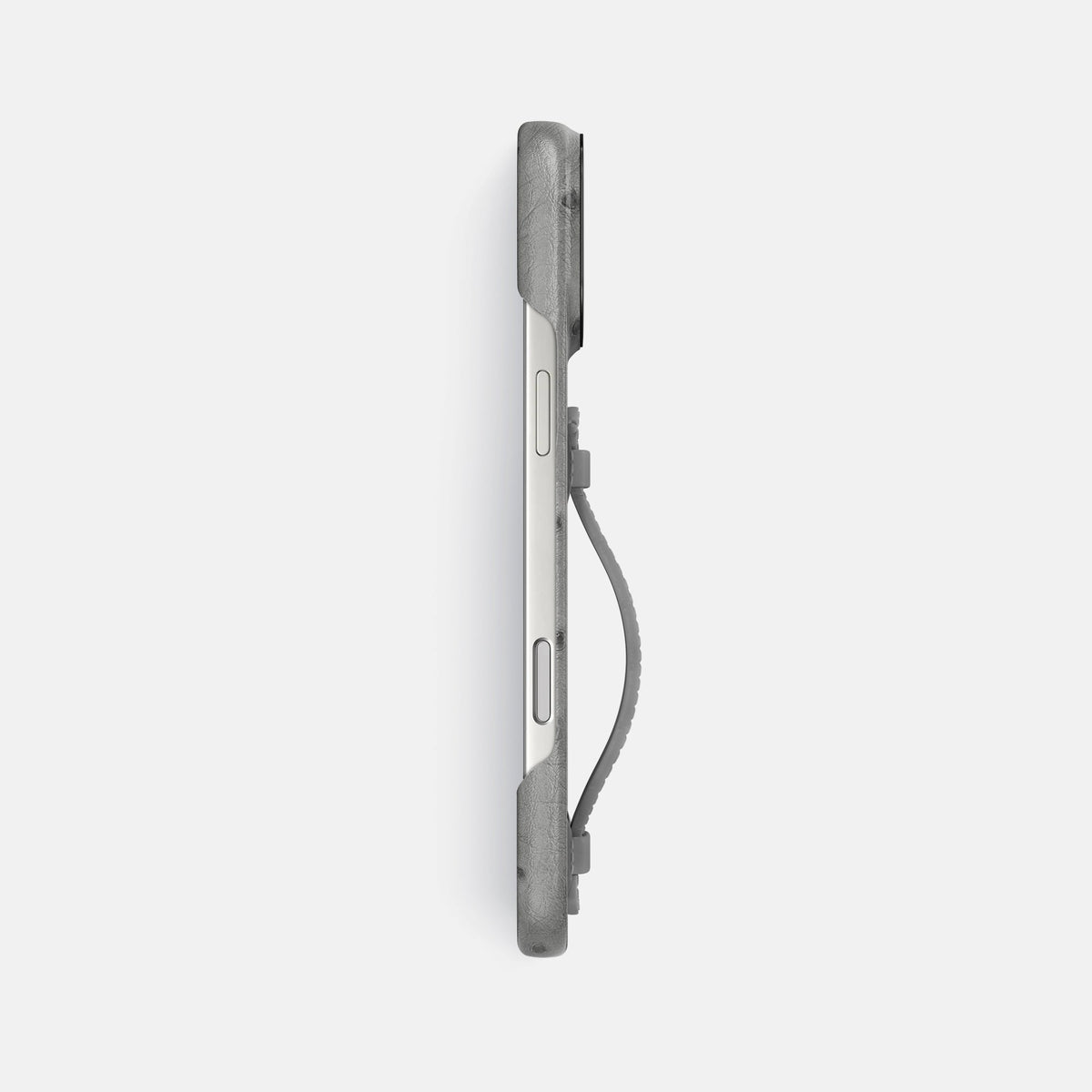 Center Handle For iPhone 18 Pro Max In Ostrich -2 | Silver-Black