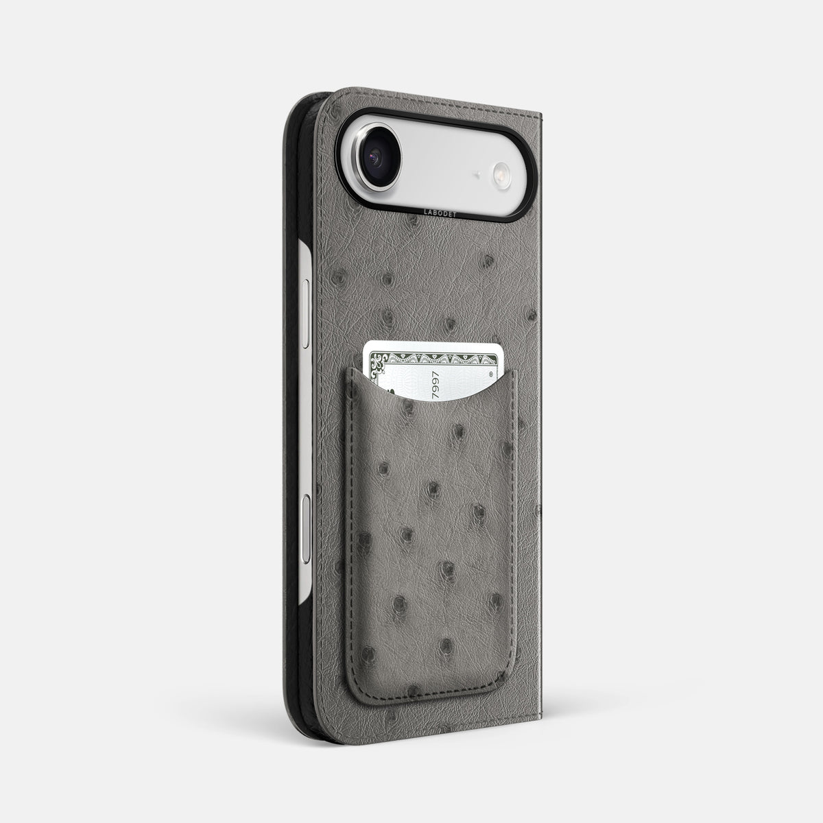 Folio Case with Card For iPhone 17 Air In Ostrich -1 | Grey-Black