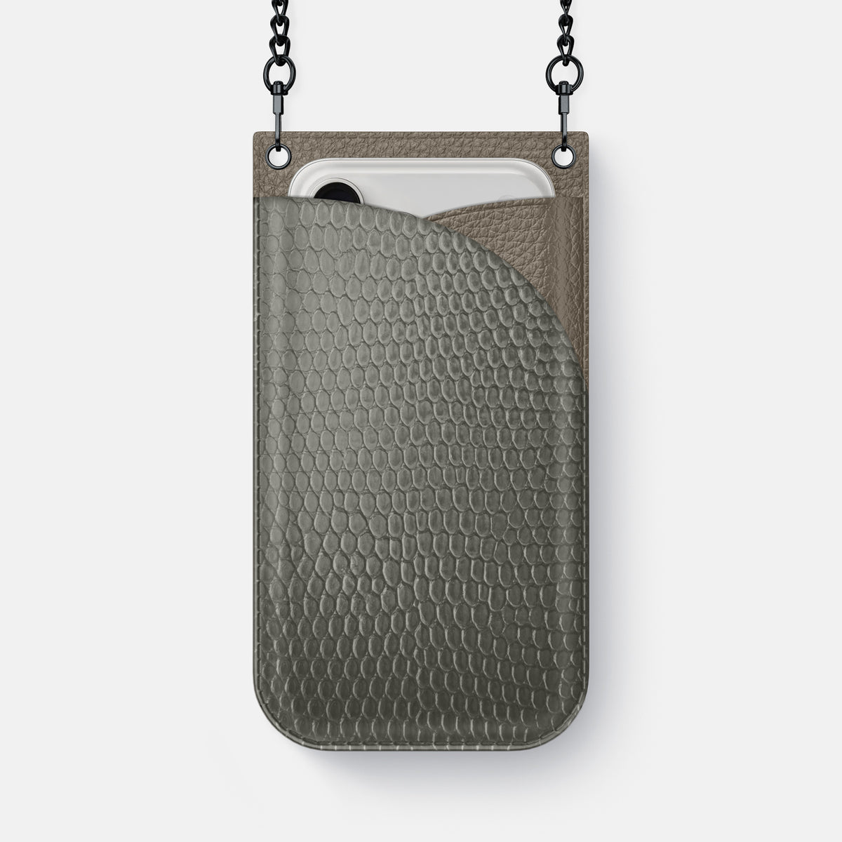 Crossbody Bag For iPhone 17 Pro Max In Lizard -1 | Grey-Black