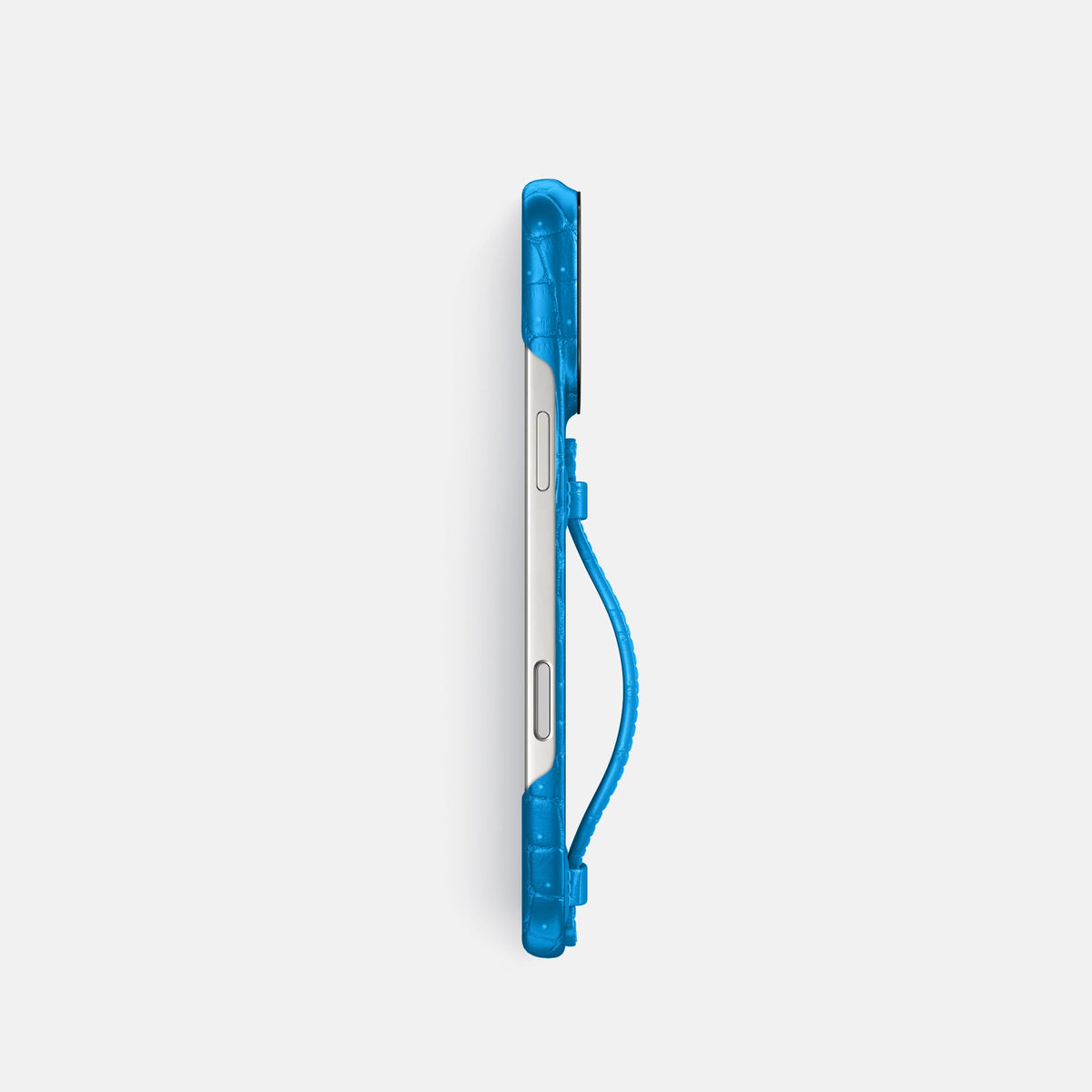 Center Handle For iPhone 18 Pro In Porosus Crocodile -2 | Blue-Lagoon-Black