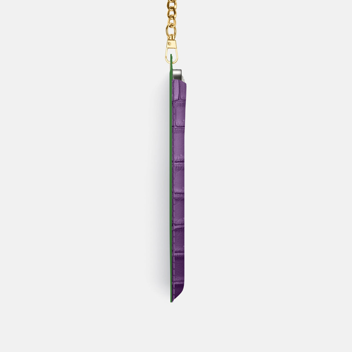 Crossbody Bag For iPhone 18 Pro In Porosus Crocodile -4 | Purple-Gold