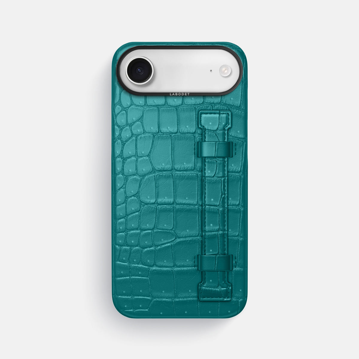 Handle Case For iPhone 17 Air In Porosus Crocodile -1 | Celadon-Black