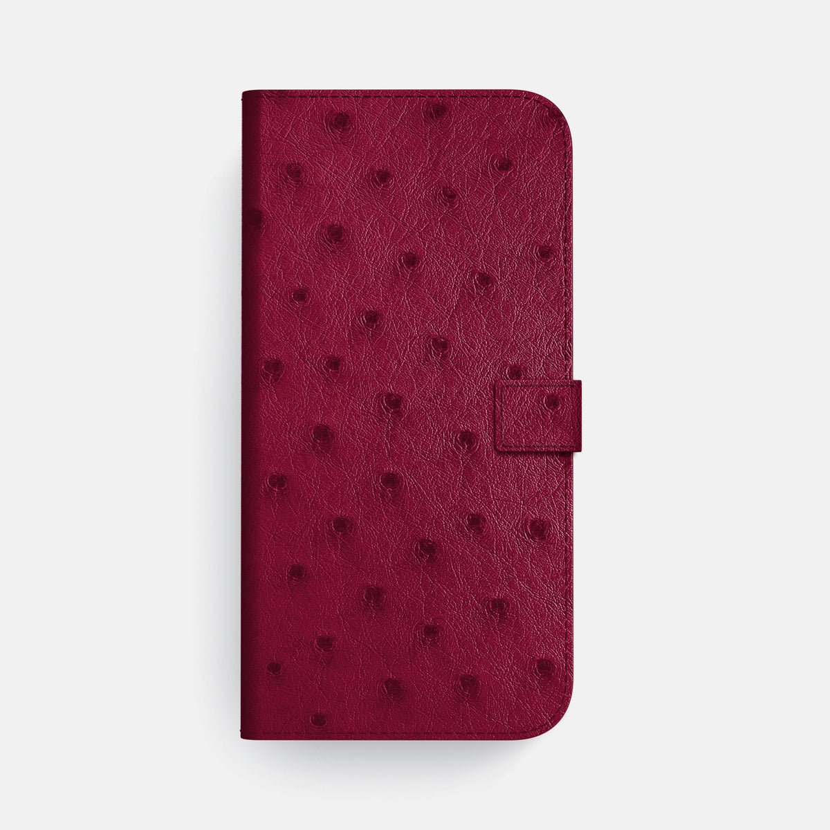 Folio Case with Clasp For iPhone 18 Pro Max In Ostrich -4 | Bordeaux-Steel