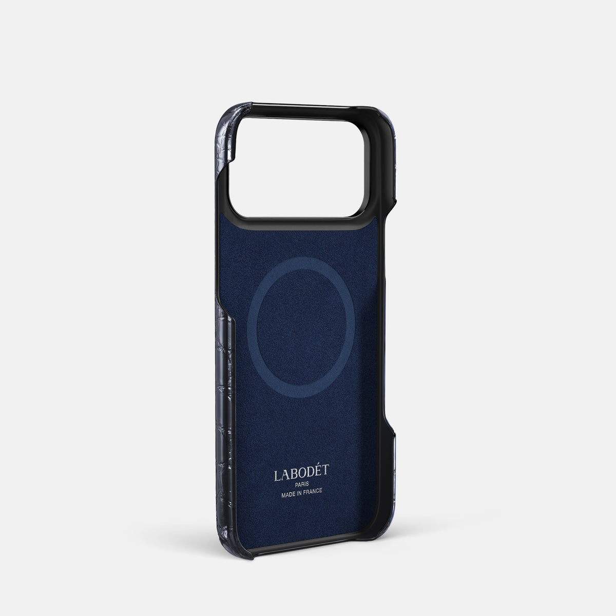 Center Handle For iPhone 17 Pro In Patina Alligator -3 | Havana-Blue-Black