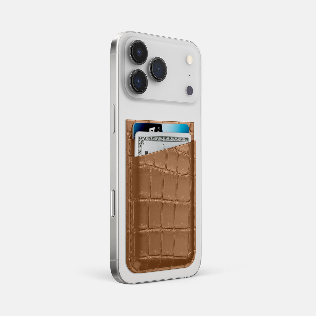 MagSafe Wallet For iPhone 17 Pro Max In Porosus Crocodile -2 | Milk-Chocolate