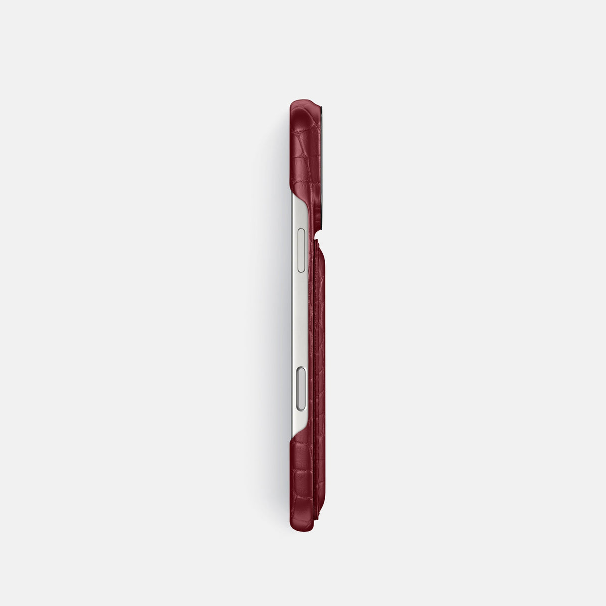 Double Card Case For iPhone 18 Pro In Alligator -3 | Burgundy-Black