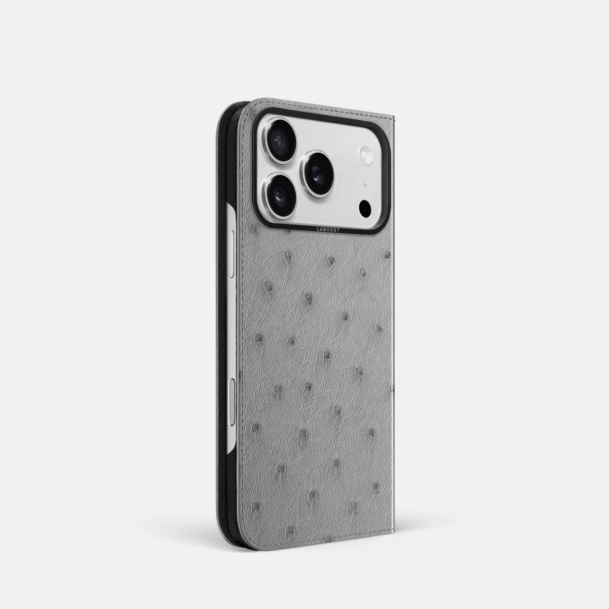 Folio Case For iPhone 18 Pro In Ostrich -1 | Silver-Black
