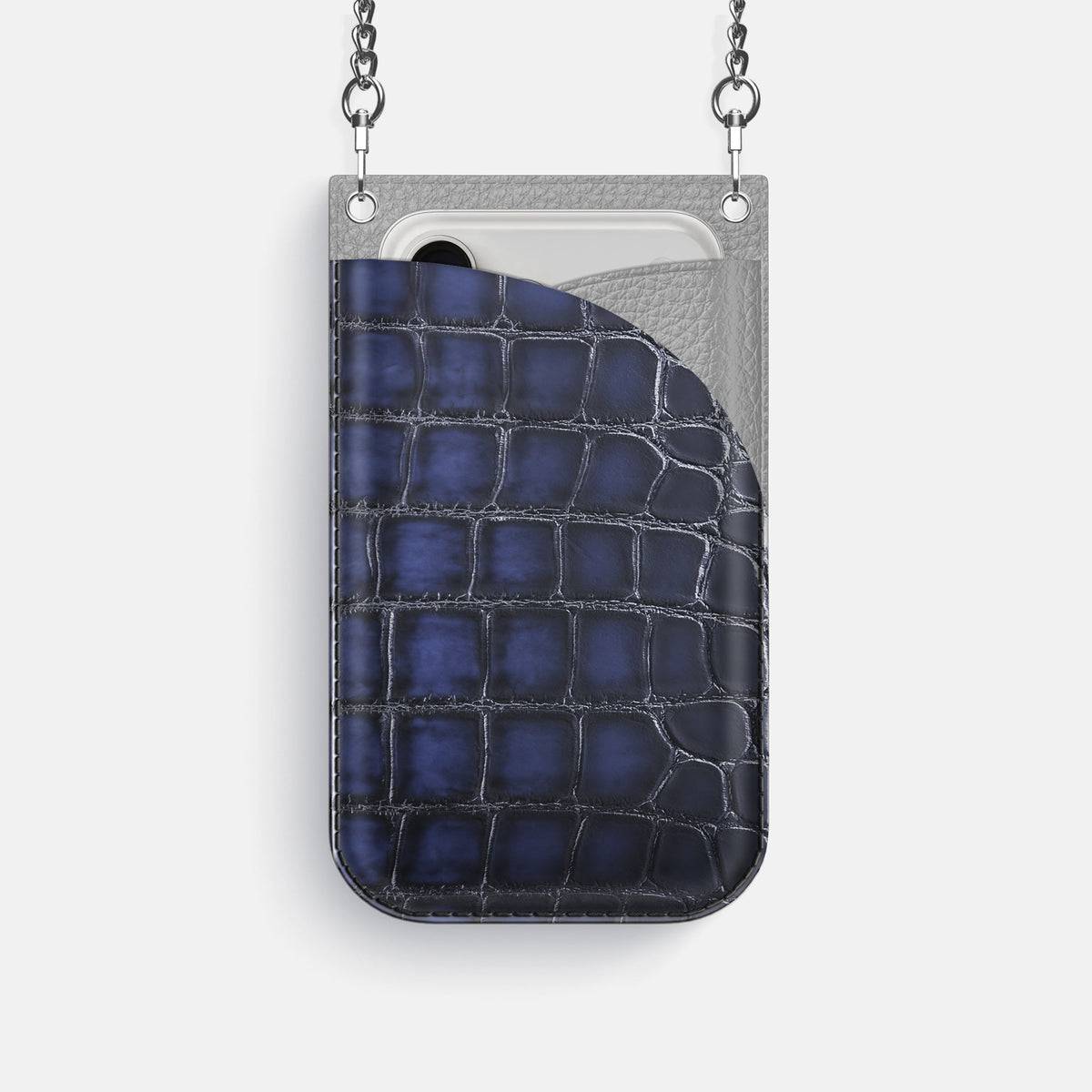 Crossbody Bag For iPhone 18 Pro In Patina Alligator -1 | Havana-Blue-Steel