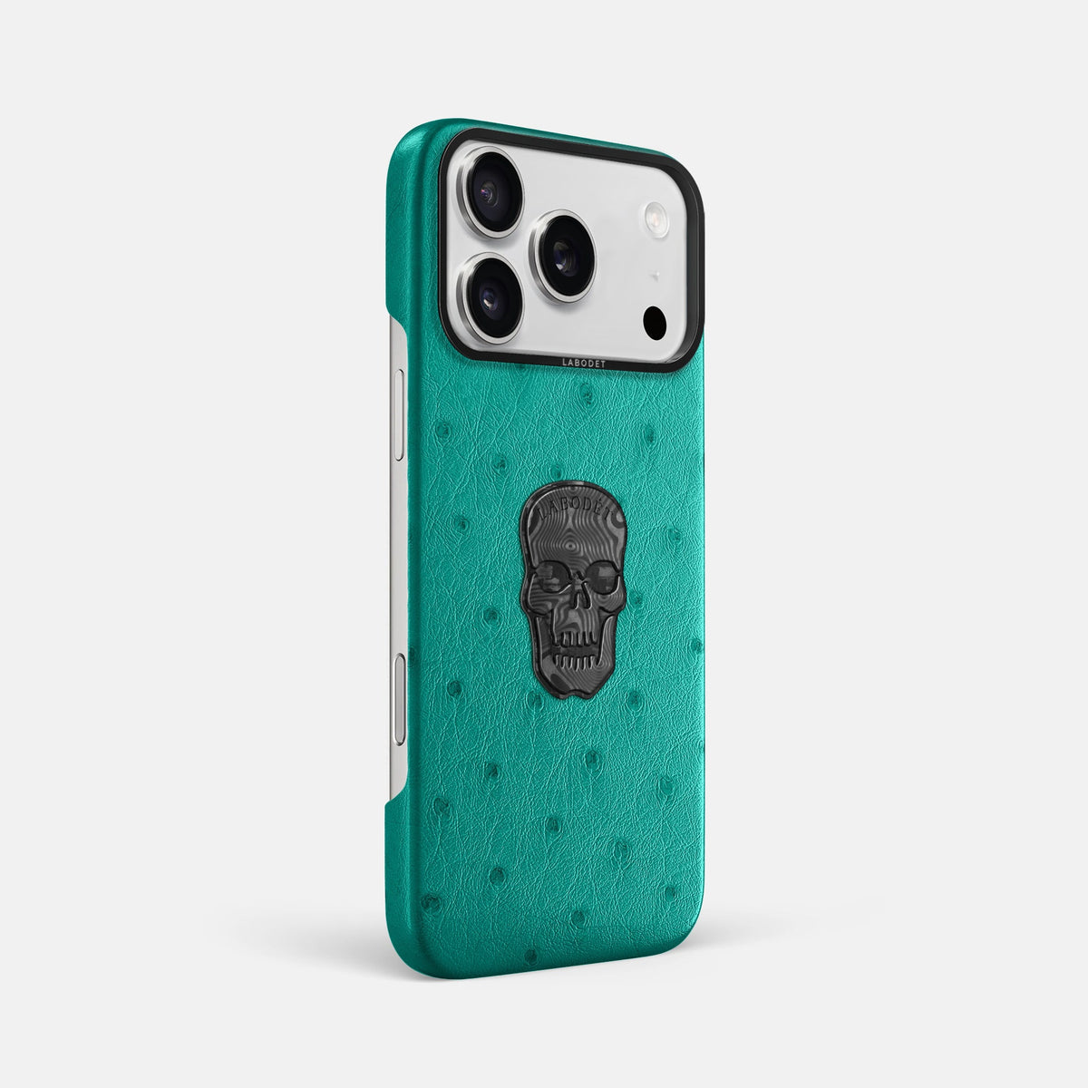 Classic Case With Carbon Skull For iPhone 18 Pro Max In Ostrich -2 | Turquoise-Black
