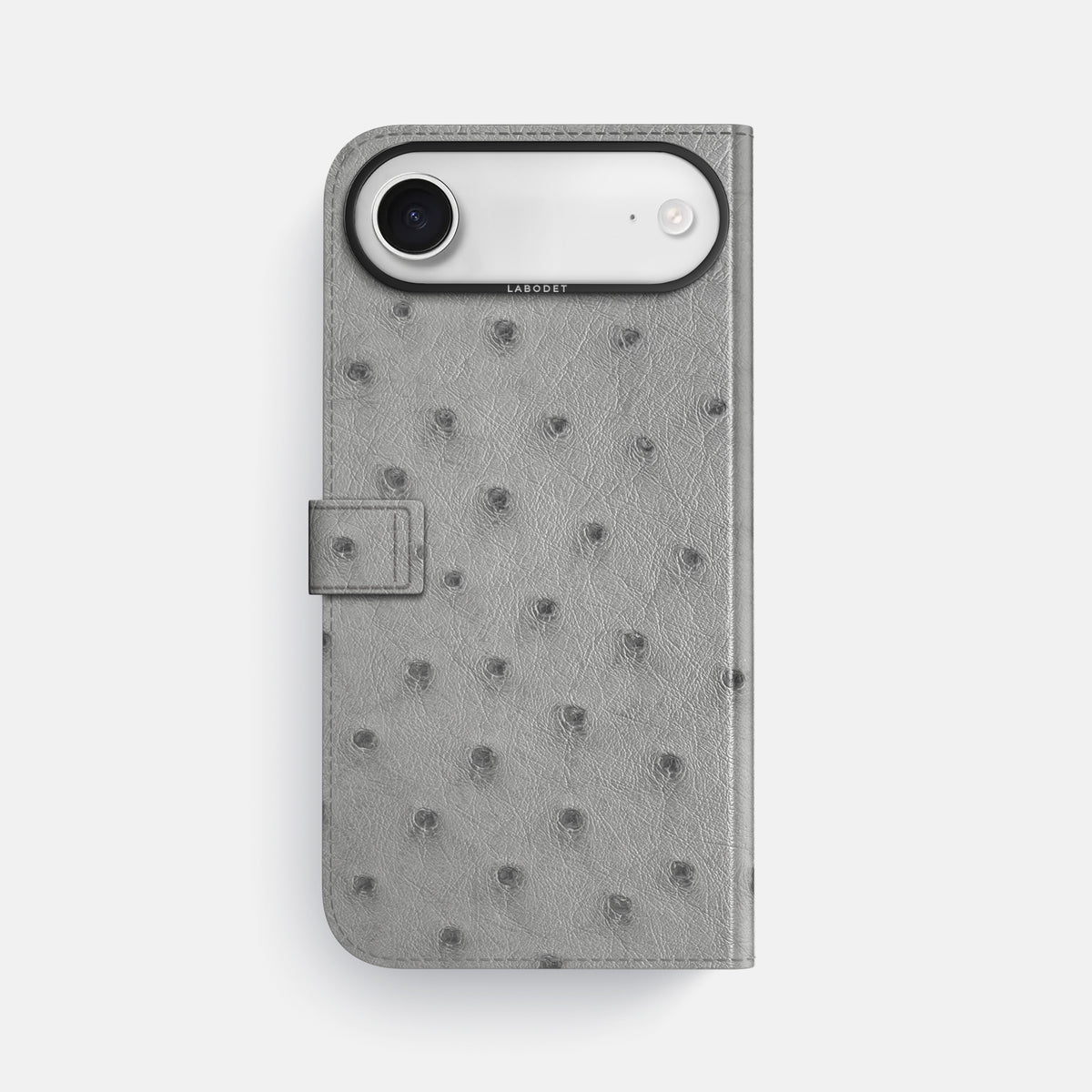 Folio Case with Clasp For iPhone 17 Air In Ostrich -3 | Silver-Black