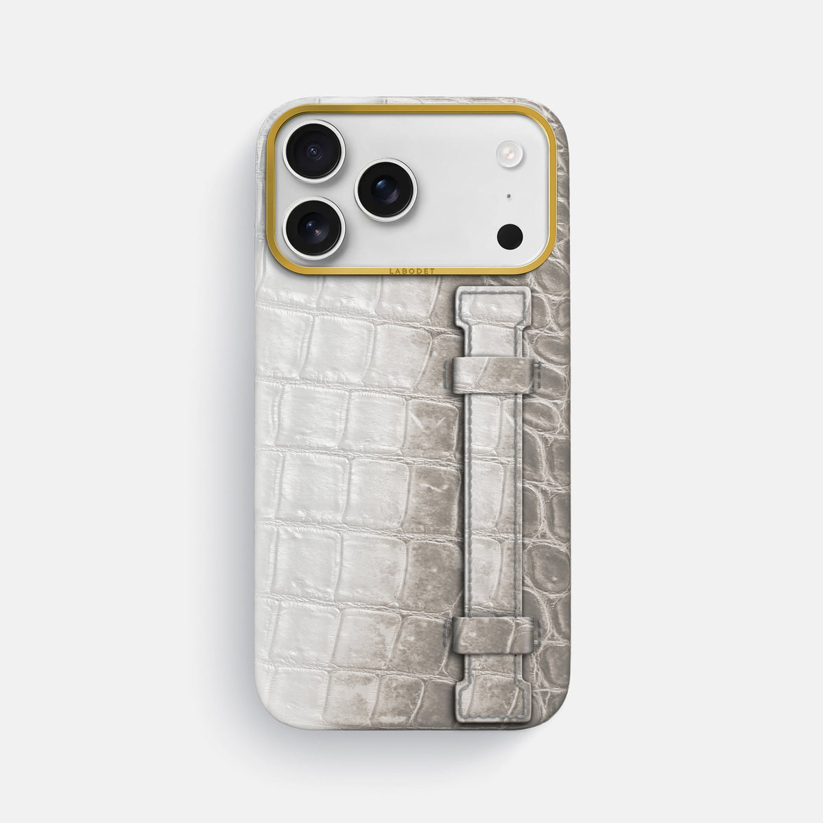 Handle Case For iPhone 18 Pro Max In Himalayan Crocodile -1 | Grey-Gold