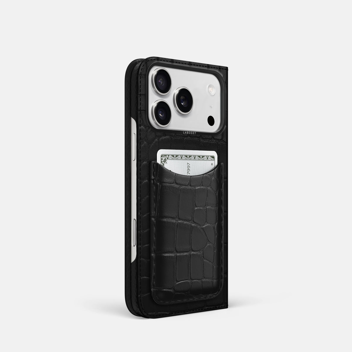 Folio Case with Card For iPhone 17 Pro In Alligator -1 | Black-Black