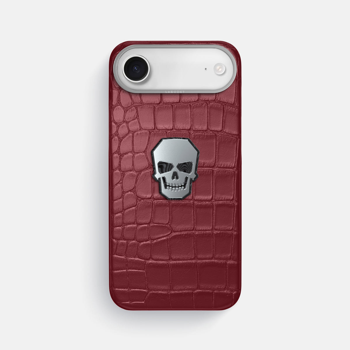 Classic Case With Titanium Skull For iPhone 17 Air In Alligator -1 | Burgundy-Steel